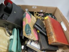 A tray of assorted costume jewellery to include watches, binoculars etc