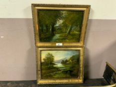 A pair of 19th century oil on boards depicting river scenes