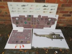 Helicopter interest - Four large hard backed wall diagrams to include a Puma 2A935 cockpit
