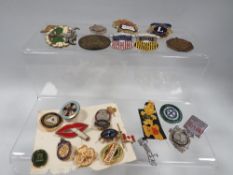 A collection of enamel badges