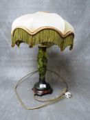 An Emile Galle style glass bodied table lamp