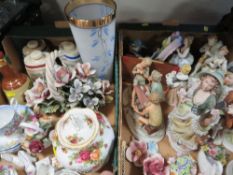 Two tray's of assorted ceramics to include Royal Albert Old Country Roses, figurines etc