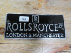 An aluminium Rolls Royce plaque**