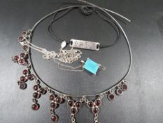 Hallmarked silver necklaces etc