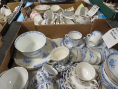 Two trays of assorted tea ware to include Copenhagen examples