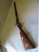 An early 19th century smooth bore percussion musket with with percussion cap store to butt L -119cm
