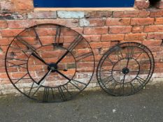 Two modern metal wall clocks A/F