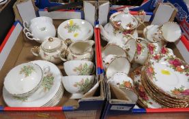 A Royal Albert Old Country Roses tea set together with a small tray of assorted tea ware