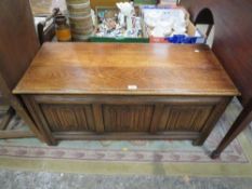 An oak cased linenfold blanket chest - W104 cm