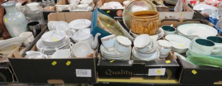 Four trays of assorted ceramics and sundries to include Carlton ware Australia tea/dinner ware
