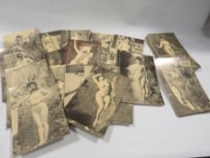 Approx 116 assorted vintage style postcards depicting outdoor nudes etc - modern reproduction