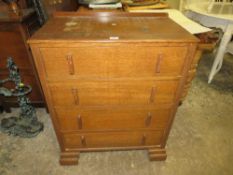 An Art Deco oak cased four drawer chest - W 74 cm, A/F