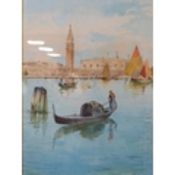 Bonomi signed framed and glazed watercolour Venetian scene together with a framed and glazed Garman