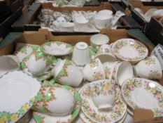 Two trays of assorted tea ware to include Worcester and Coalport