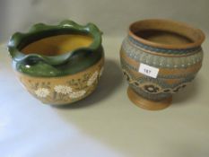 A Doulton Lambeth vase together with similar planter