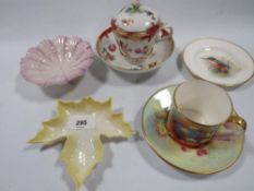A small collection of ceramics to include a small Royal Worcester hand painted pin dish decorated