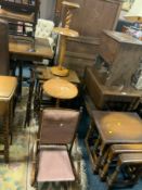 A nest of tables together with a smoking stand, wine table, folding chair, etc.