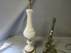 A brass column lamp together with a marble lamp (2)