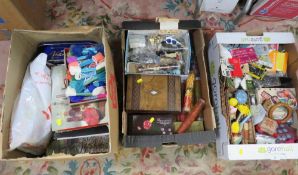 A large collection of textile and embroidery items to include vintage buttons, hatpins etc