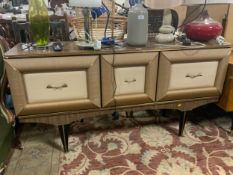 An unusual padded 1950s / 1960s retro sideboard W 151 cm