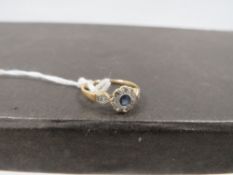 An 18ct sapphire and diamond ring approx. weight 2.4g ring size M 1/2