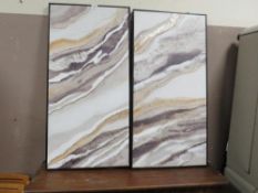 Two canvas backed modern wall art pictures