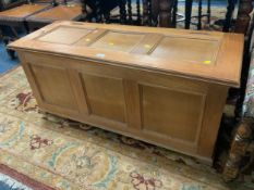 A light oak panelled coffer W 111 cm