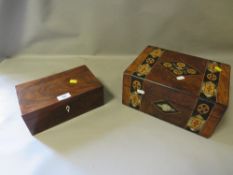 A mother of pearl in-laid box together with another