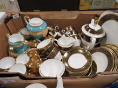 A tray of tea ware to include Minton Grandee and Aynsley