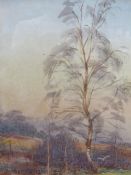 William E. Wigley watercolour unsigned wooded landscape together with an oil on board still life
