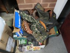 A tray of shooting magazines together with a tray of shooting related items including cartridge