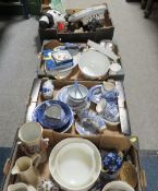 Four trays of assorted ceramics to include Royal Worcester, blue/white ware etc