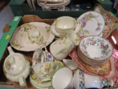 Two trays of ceramics etc. to include a part Royal Doulton April tea set
