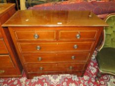 A mahogany five drawer chest with boxwood inlay A/F