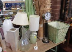 A small selection of ex-show home items to include a vase and lamp