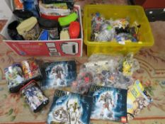 Two trays of Lego Bionicle's