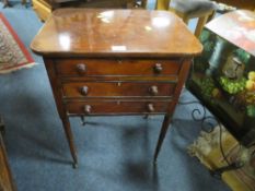 A small William IV mahogany worktable raised on slender supports W 50.5 cm