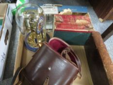 A tray of collectables to include two antique Mrs Beeton cookery books