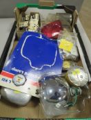 A tray of collectables to include dominoes, cigarette lighters etc