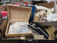 A tray of sundries to include coins and stamps etc