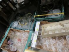 Four trays of cut glass and crystal to include comports, vases etc