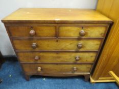 An antique mahogany five drawer chest W 102 cm