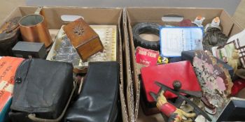 Two trays of collectables to include cameras, binoculars etc