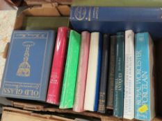 Antique collecting, one box of books including History of Old Sheffield Plate, Old Silver spoons