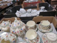 A tray of Spode Royal Jasmine tea ware together with a tray of mixed teaware to include Paragon exam