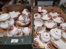 Two trays of Royal Albert Old Country Roses tea ware