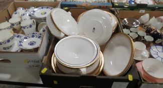 Three trays of ceramics to include Paragon Athena and Noritake