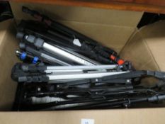 A collection of camera equipment and industrial light etc