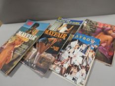 A collection of vintage adult magazines to include Playbirds No 1, Mayfair, Playboy, Game, Club