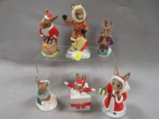 Six Royal Doulton Bunnykins Winter themed figures to include 